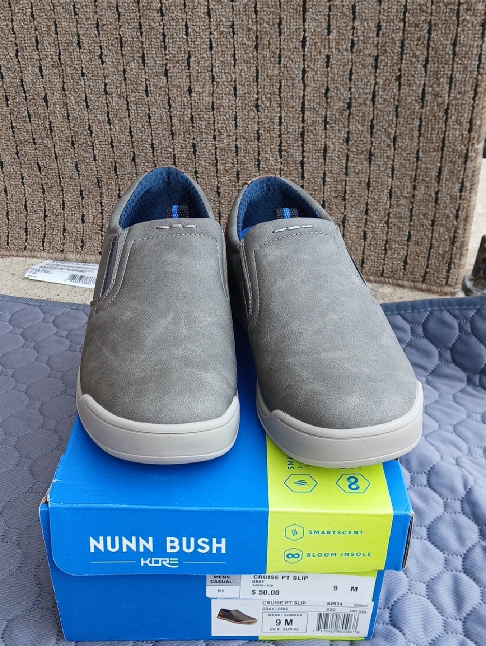 Nunn Bush Men’s Gray Slip-On Suede Casual Loafers